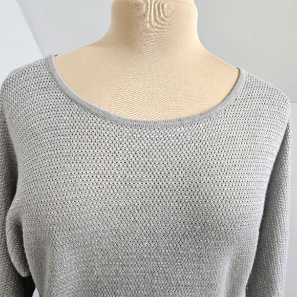 Design365 Metallic Gray Knit Scoopneck Tunic Sweater Size Large - Picture 5 of 9